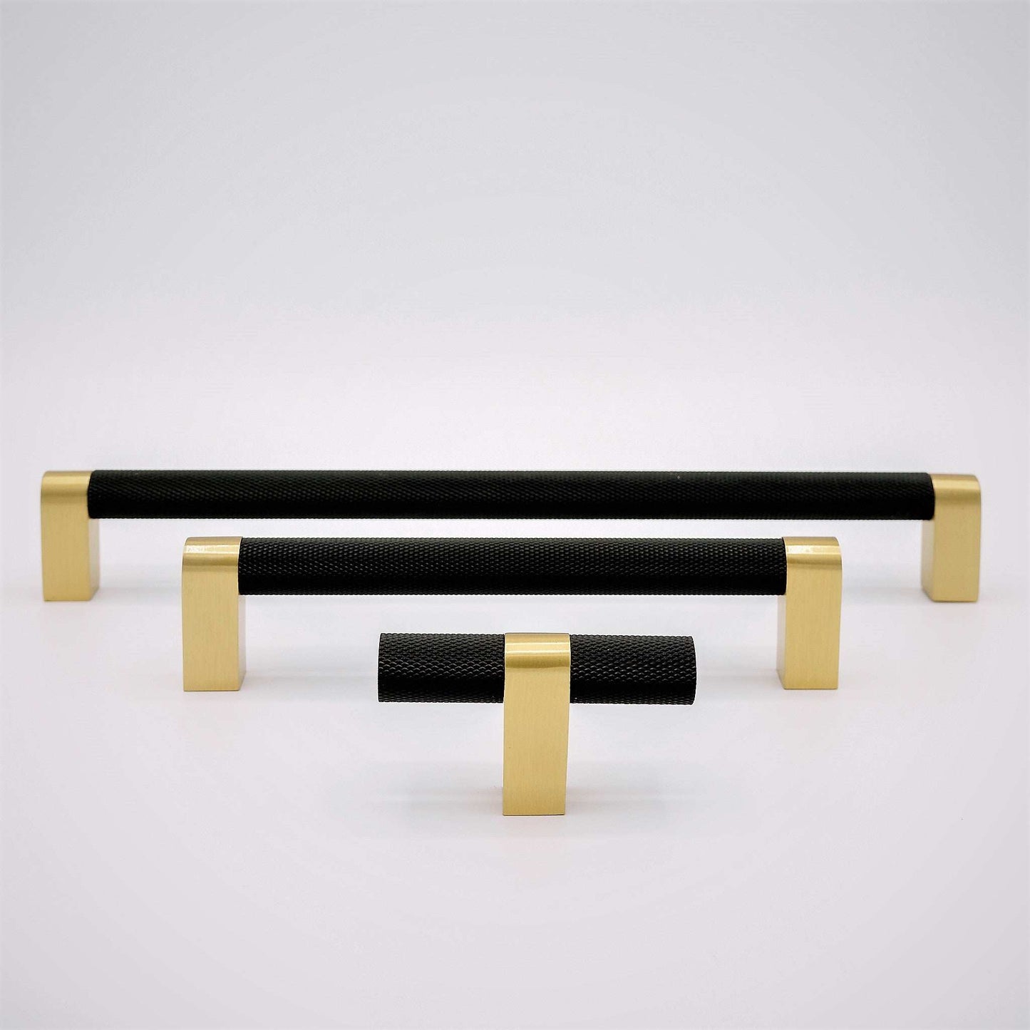 Bold, Black & Gold Knurled Solid Brass Appliance Pulls