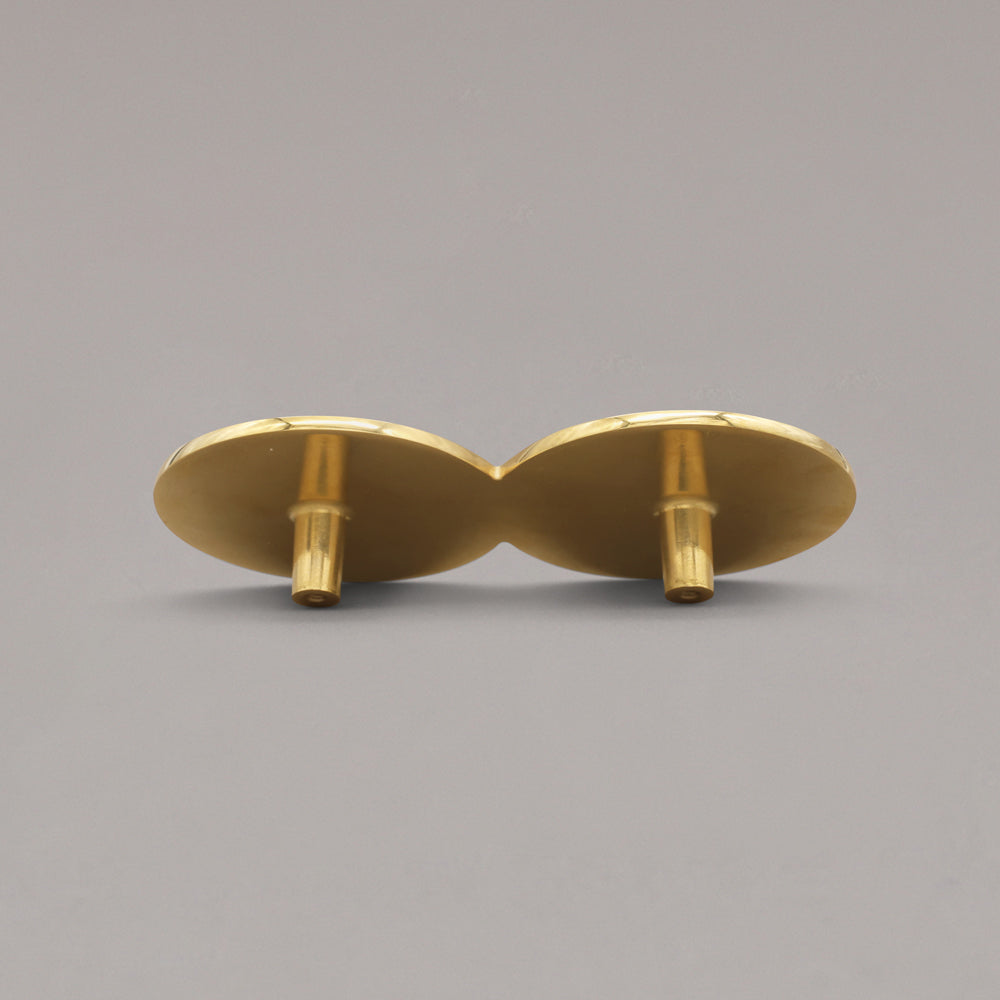 Oversized Unlacquered Polished Brass Cabinet Pull.
