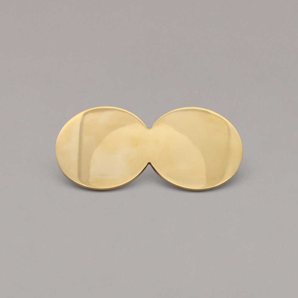 Oversized Unlacquered Polished Brass Cabinet Pull.