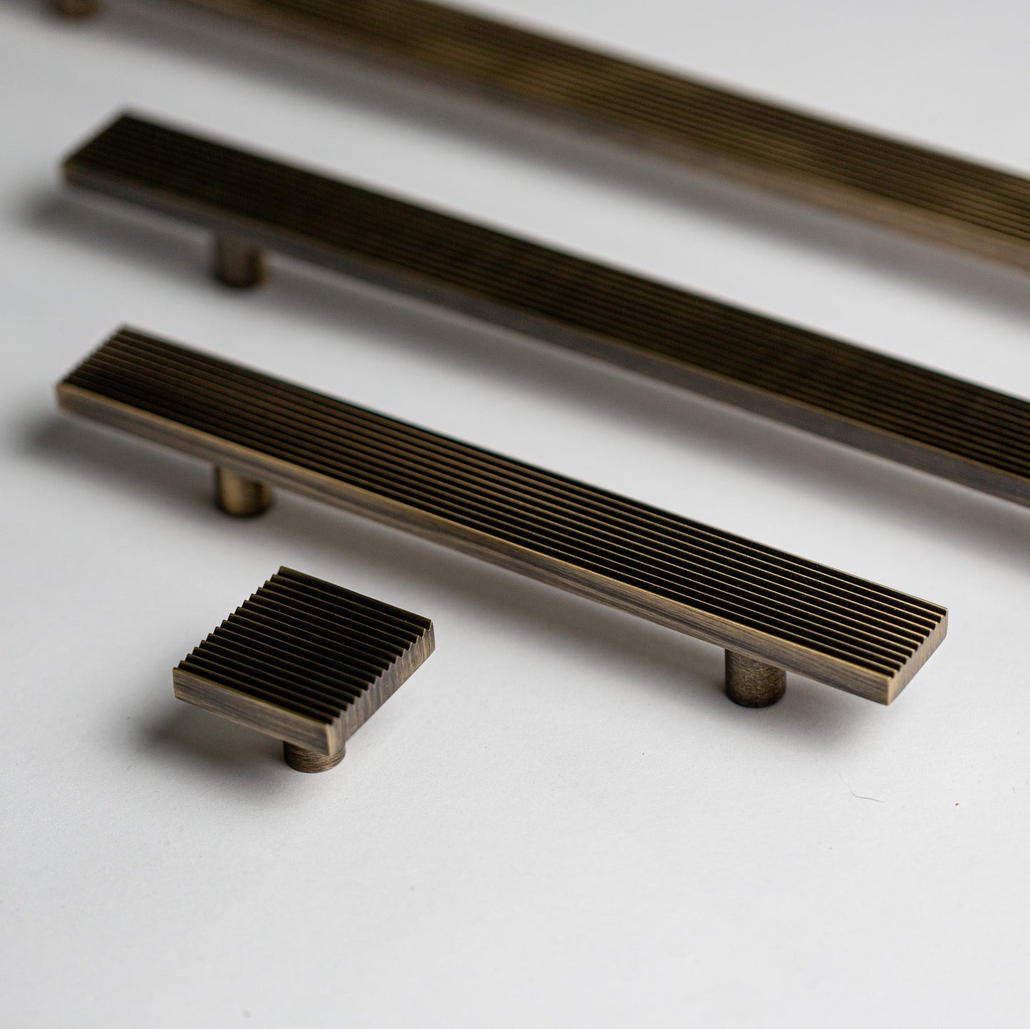 Rail, Antique Brass Cabinet Pulls