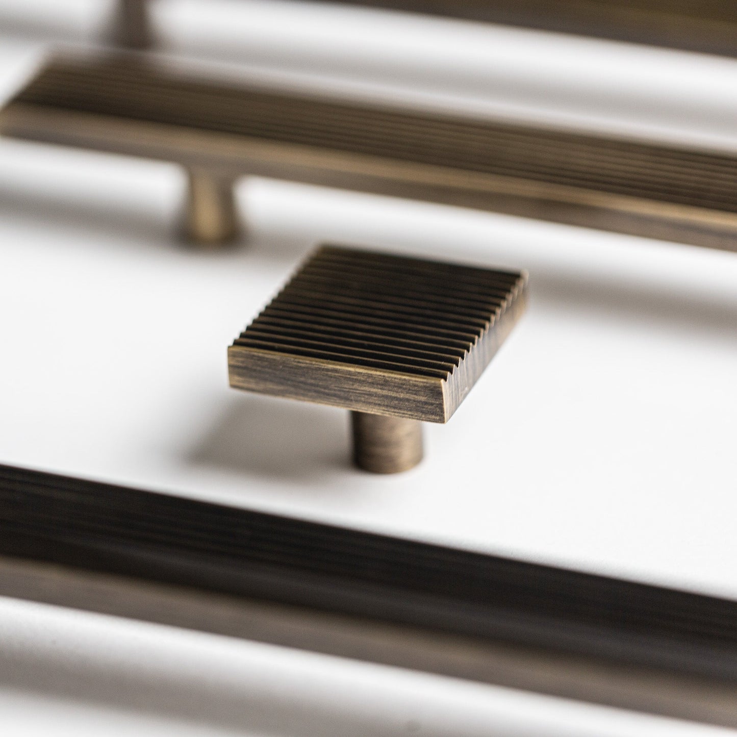 Rail, Antique Brass Cabinet Pulls