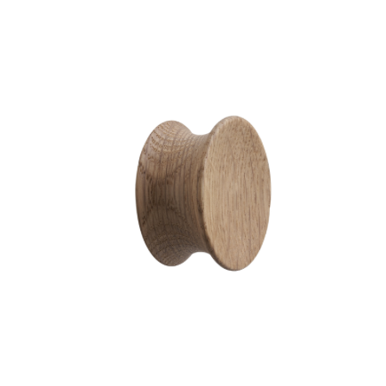 Round Wood "Pulley" Lacquered Oak Cabinet Knob