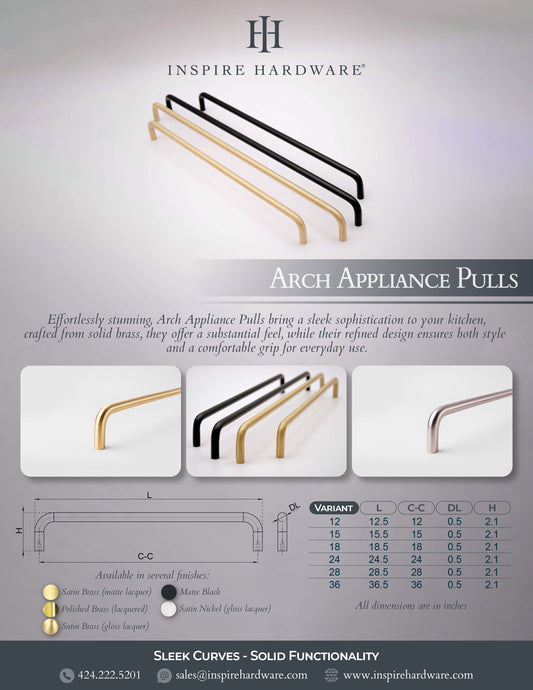 Arch, Solid Brass Appliance Pulls