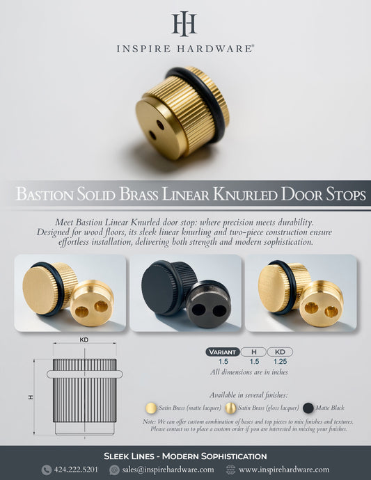 Bastion - Linear Knurled Solid Brass Door Stops