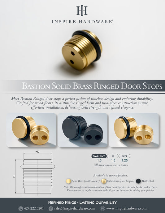 Bastion - Knurled Ring Solid Brass Door Stops