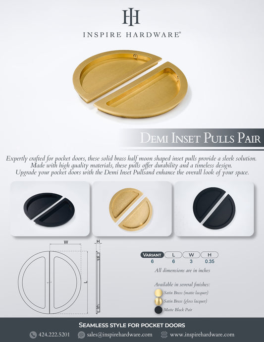 Demi Inset Pull, Pair