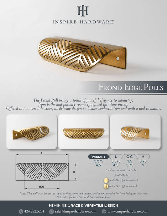 Frond, Solid Brass Edge Pulls