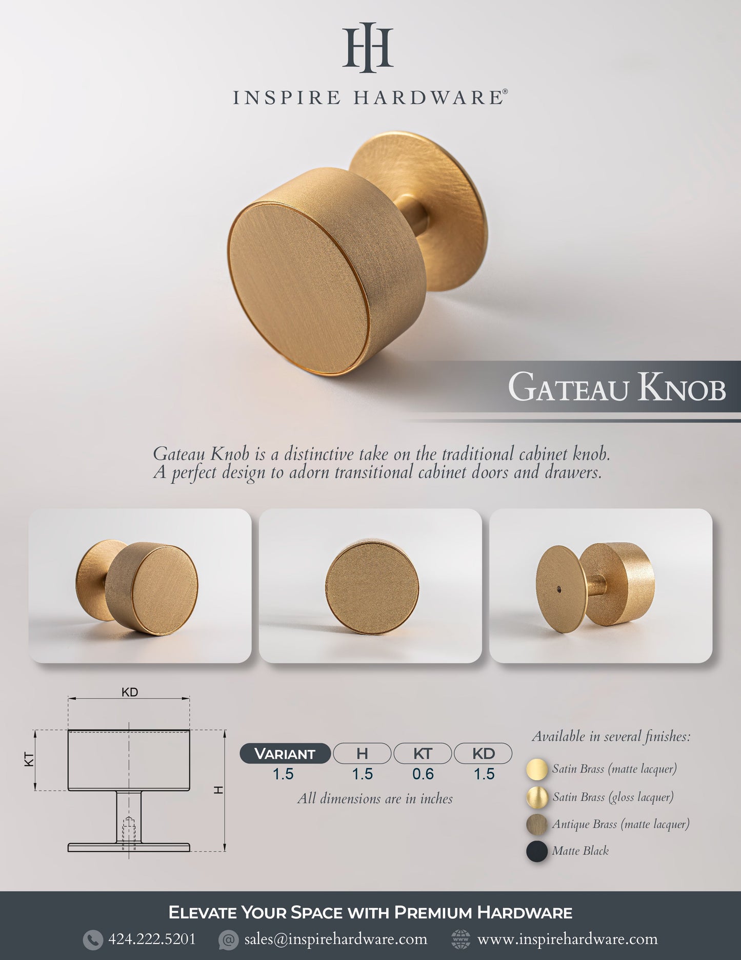 Gateau, Solid Brass Knobs
