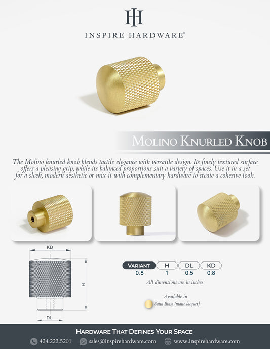 Molino Solid Brass Knurled Knob