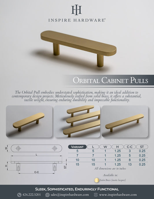 Orbital, Solid Brass Cabinet Pulls