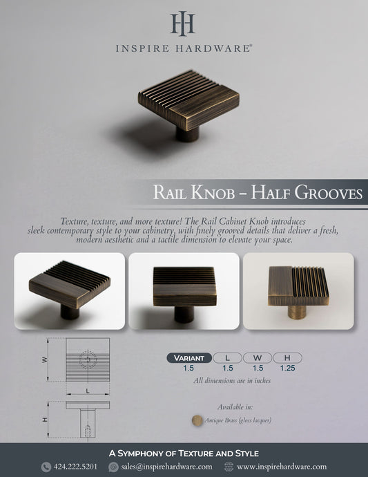 Rail, Solid Brass Knobs