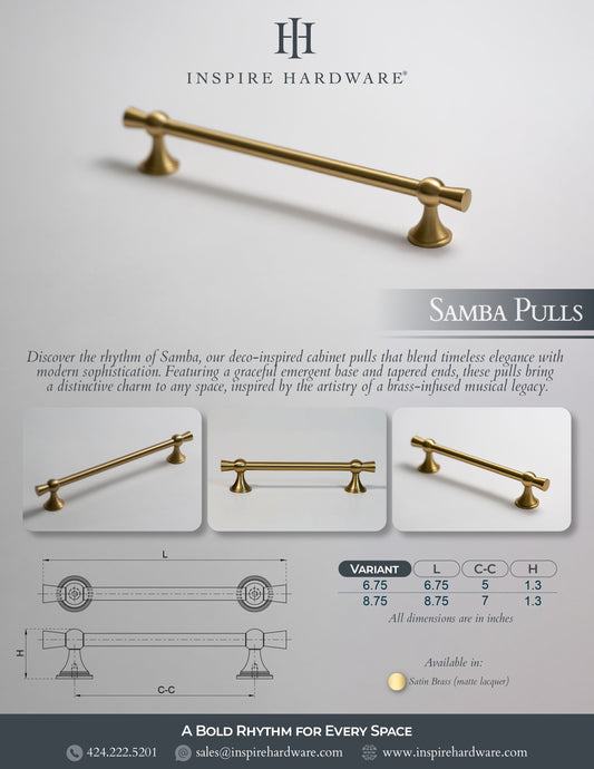 Samba, Solid Brass Cabinet Pulls