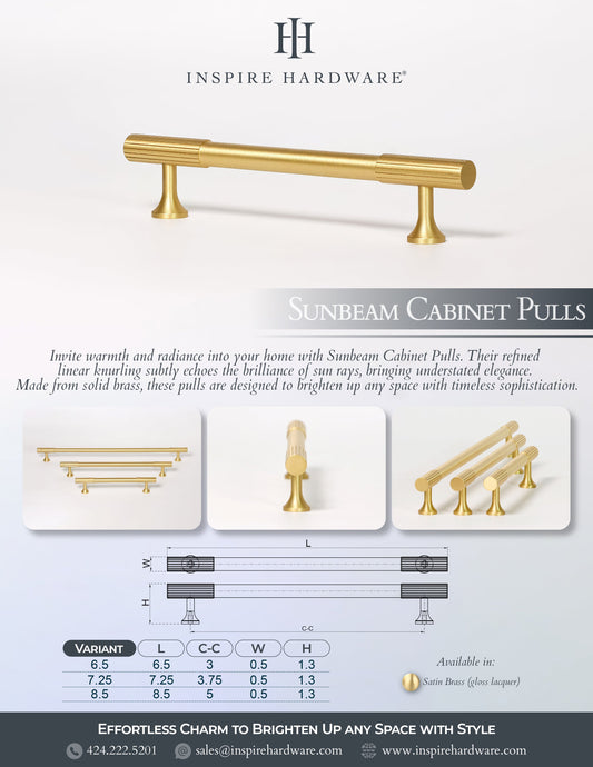 Sunbeam, Solid Brass Cabinet Pulls