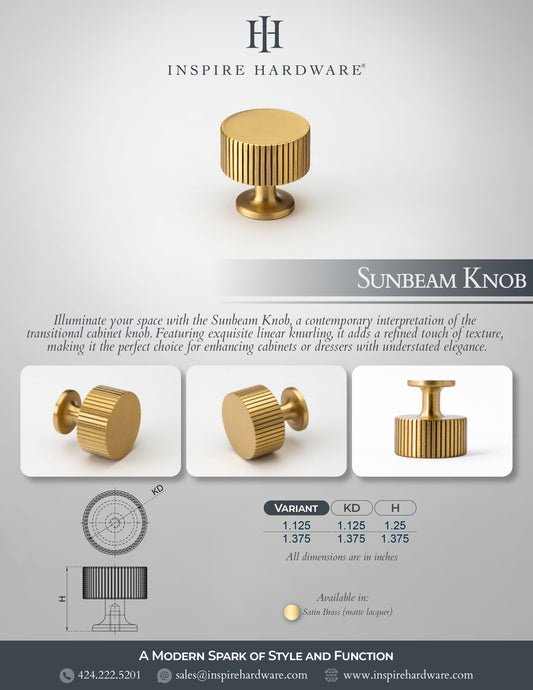 Sunbeam, Solid Brass Cabinet Knobs
