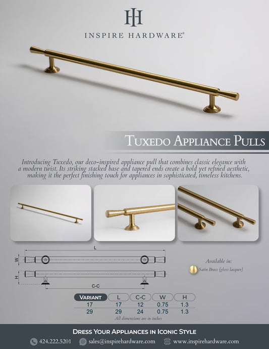 Tuxedo, Solid Brass Appliance Pulls