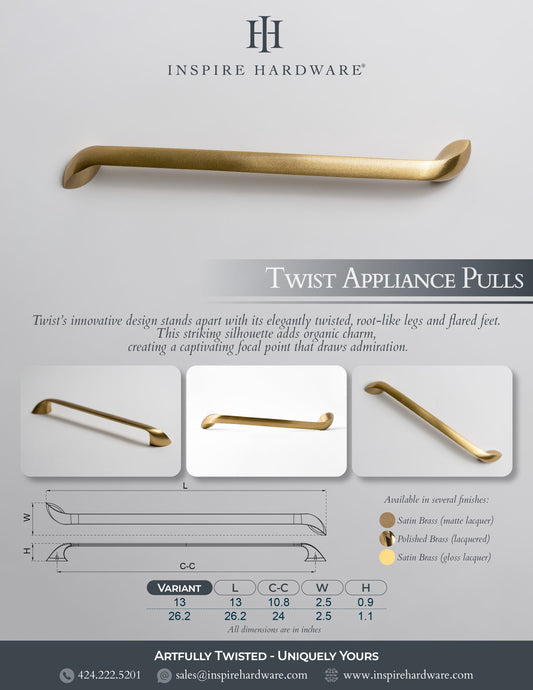 Twist, Solid Brass Appliance Pulls