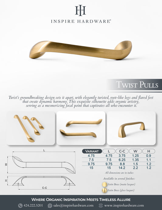 Twist, Solid Brass Cabinet Pulls