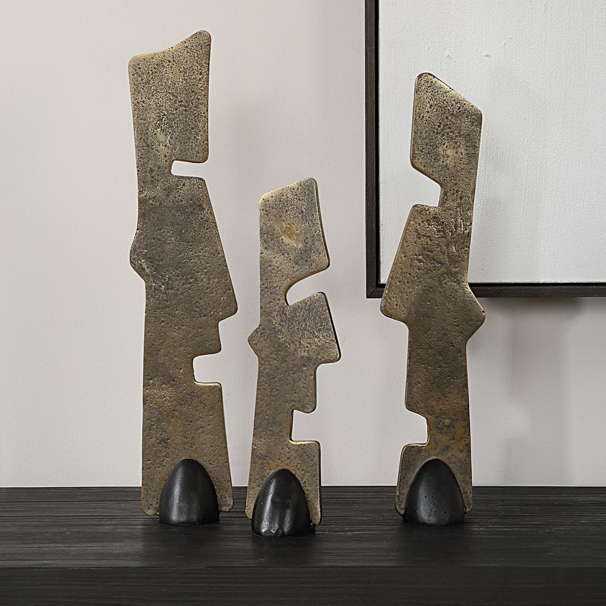 Abstract metal sculptures.