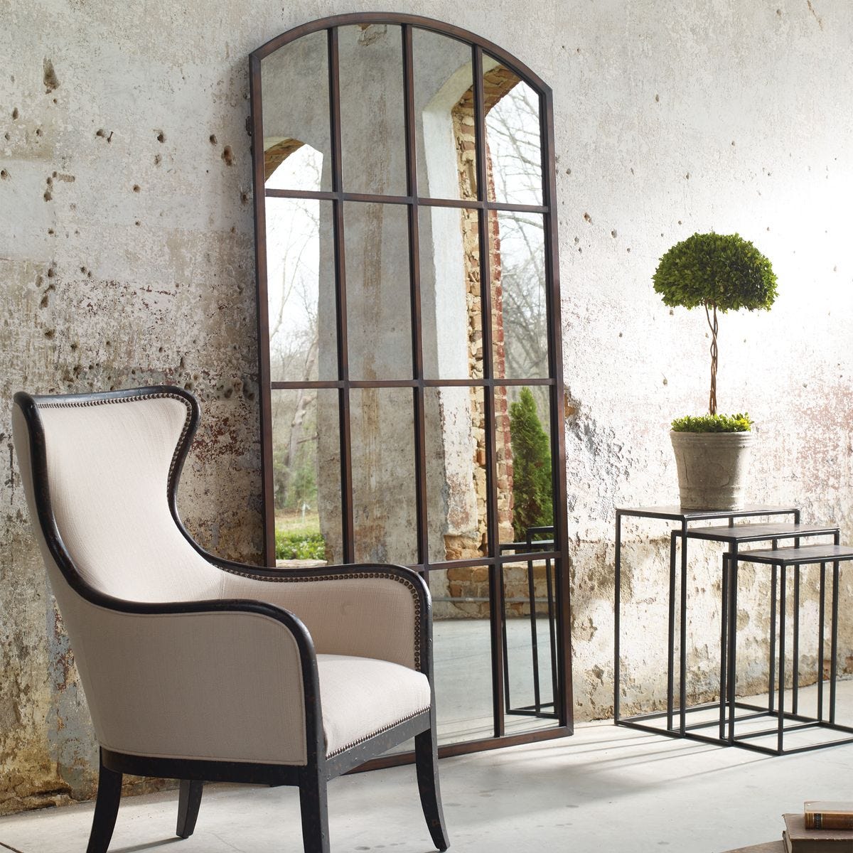Antique Window Pane Mirror