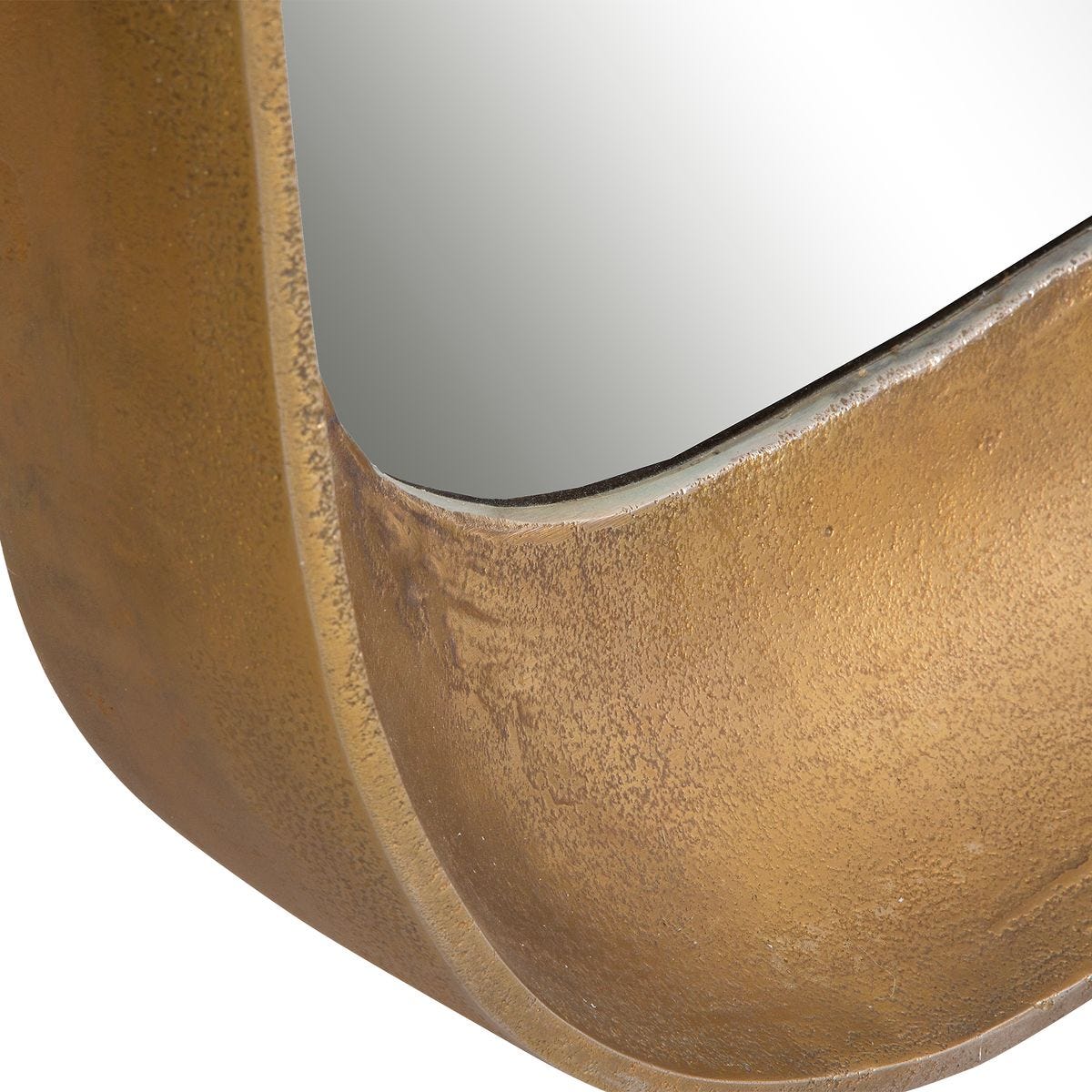 Antique Brass Frame of Arched Mirror.