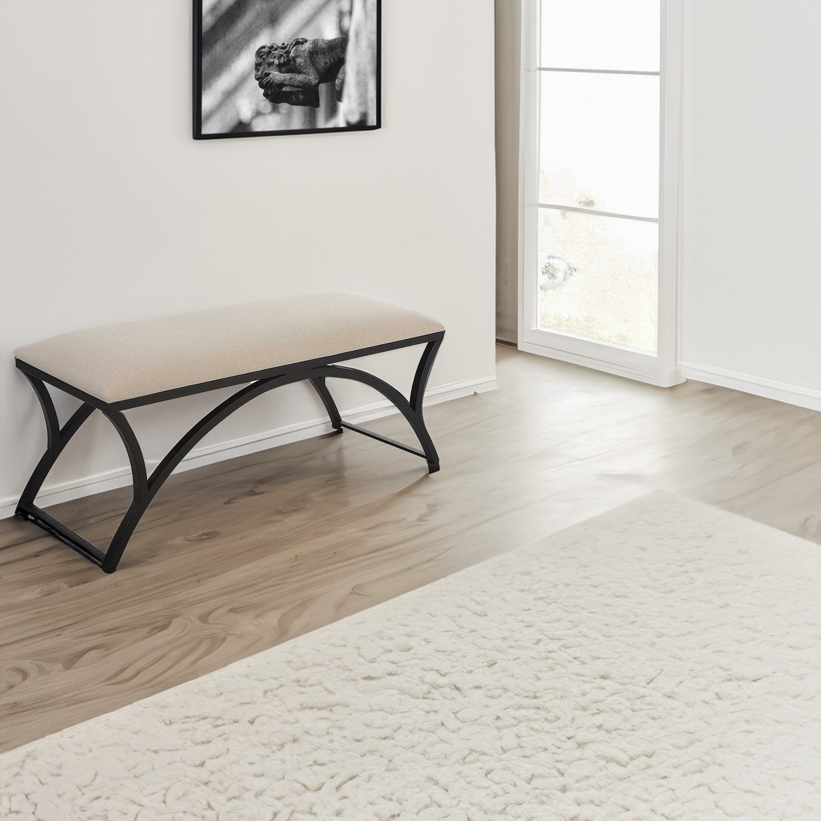 Black Iron Entryway Bench