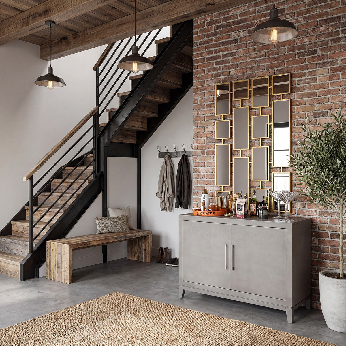 Gold art deco mirror framed.