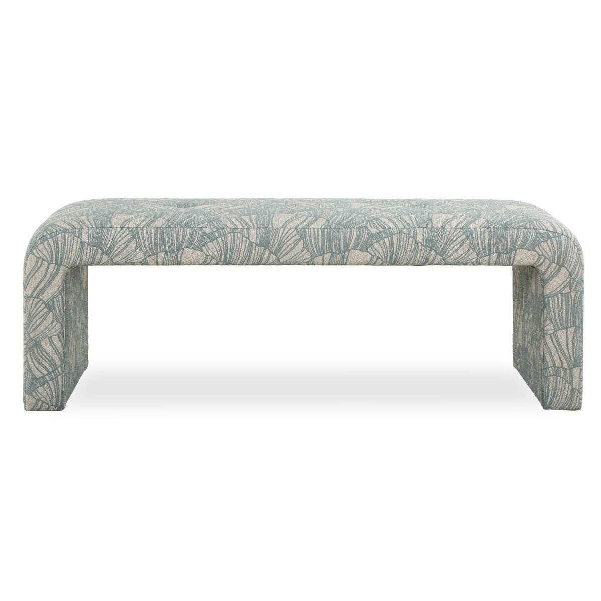 Decorative bench with a leaf pattern on a white background