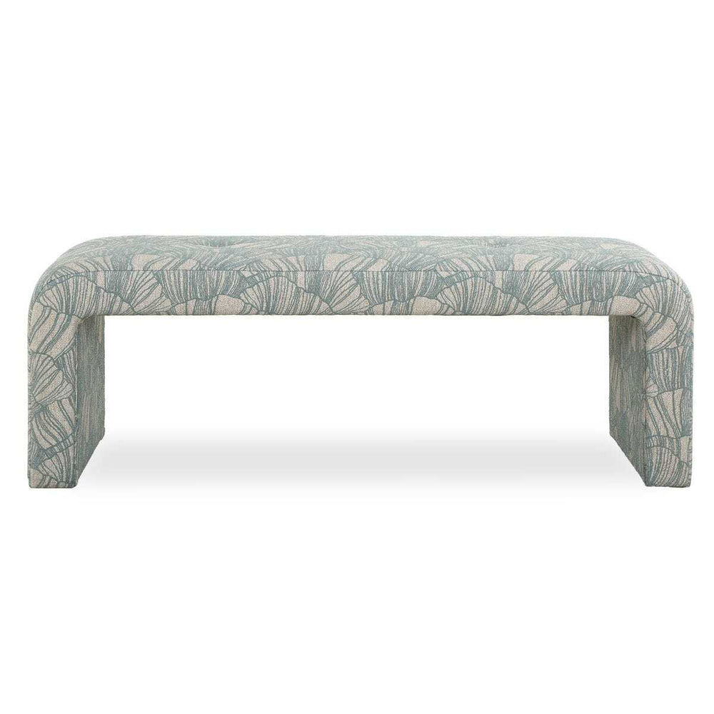 Decorative bench with a leaf pattern on a white background