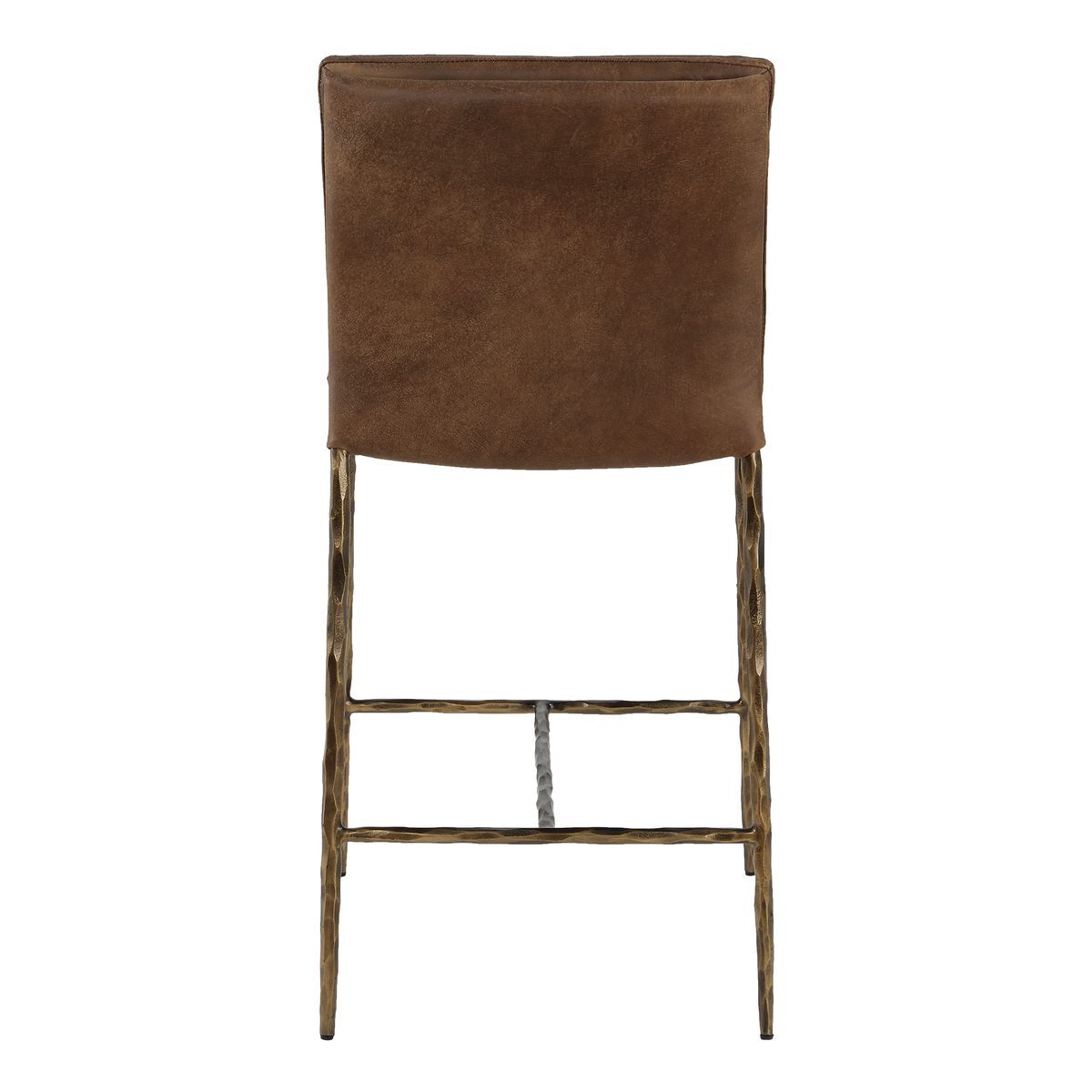 Leather counter stool with bronze sculpted legs.