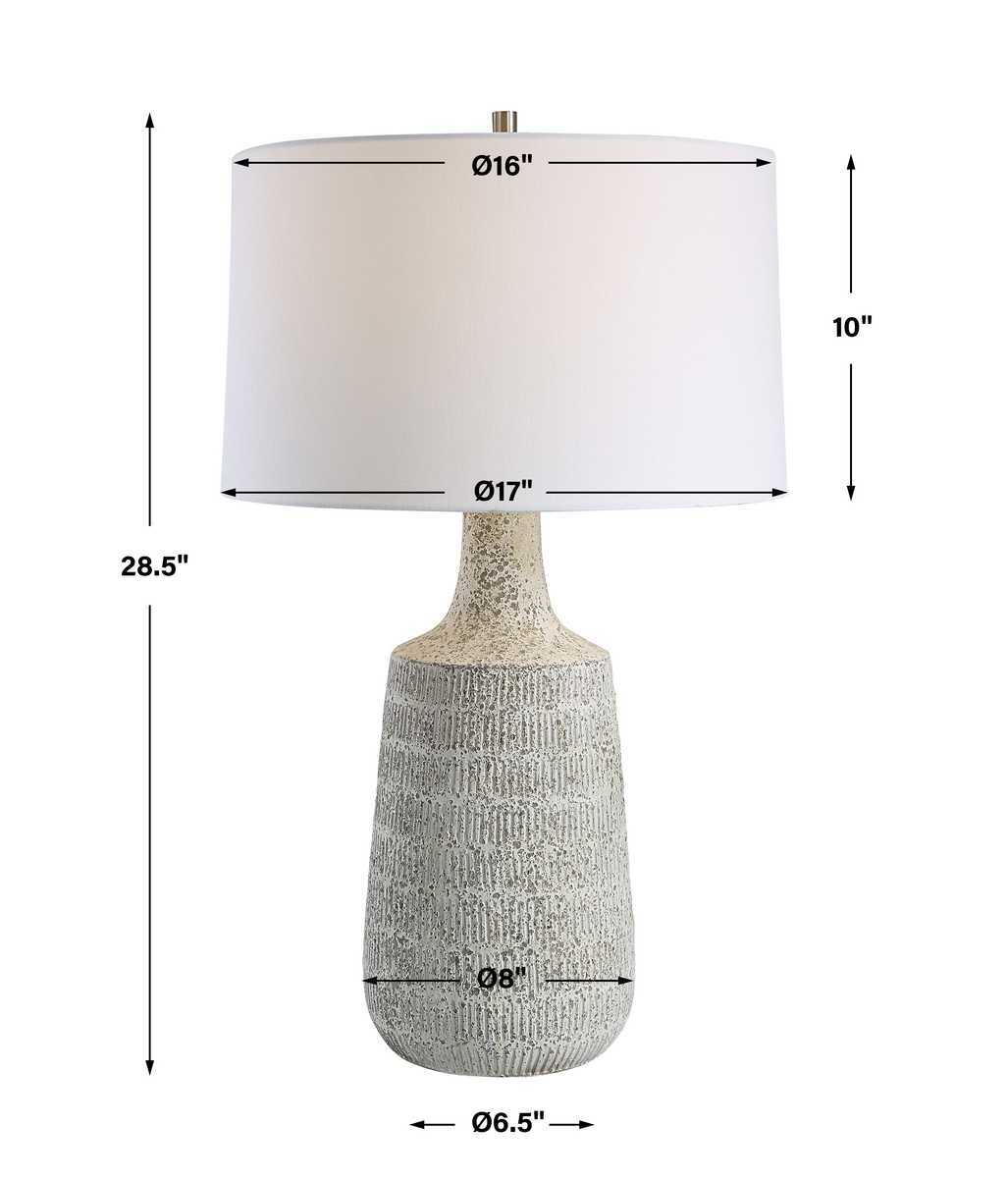 Table lamp with dimensions on a white background