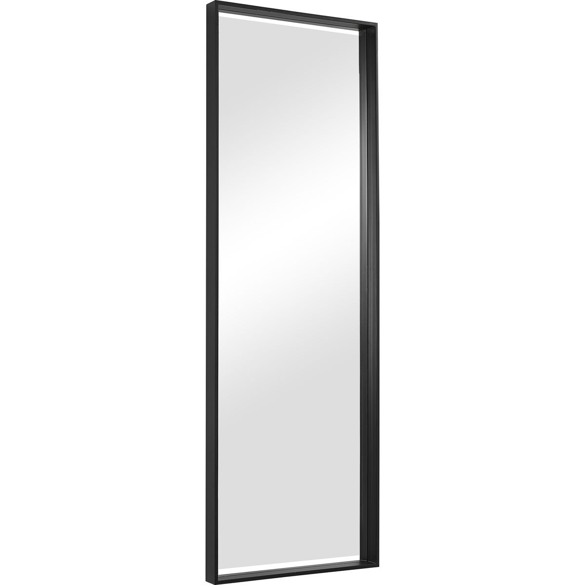 Rectangular mirror with a black frame on a white background