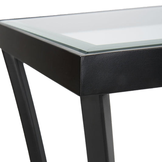 Black and glass console table living room.
