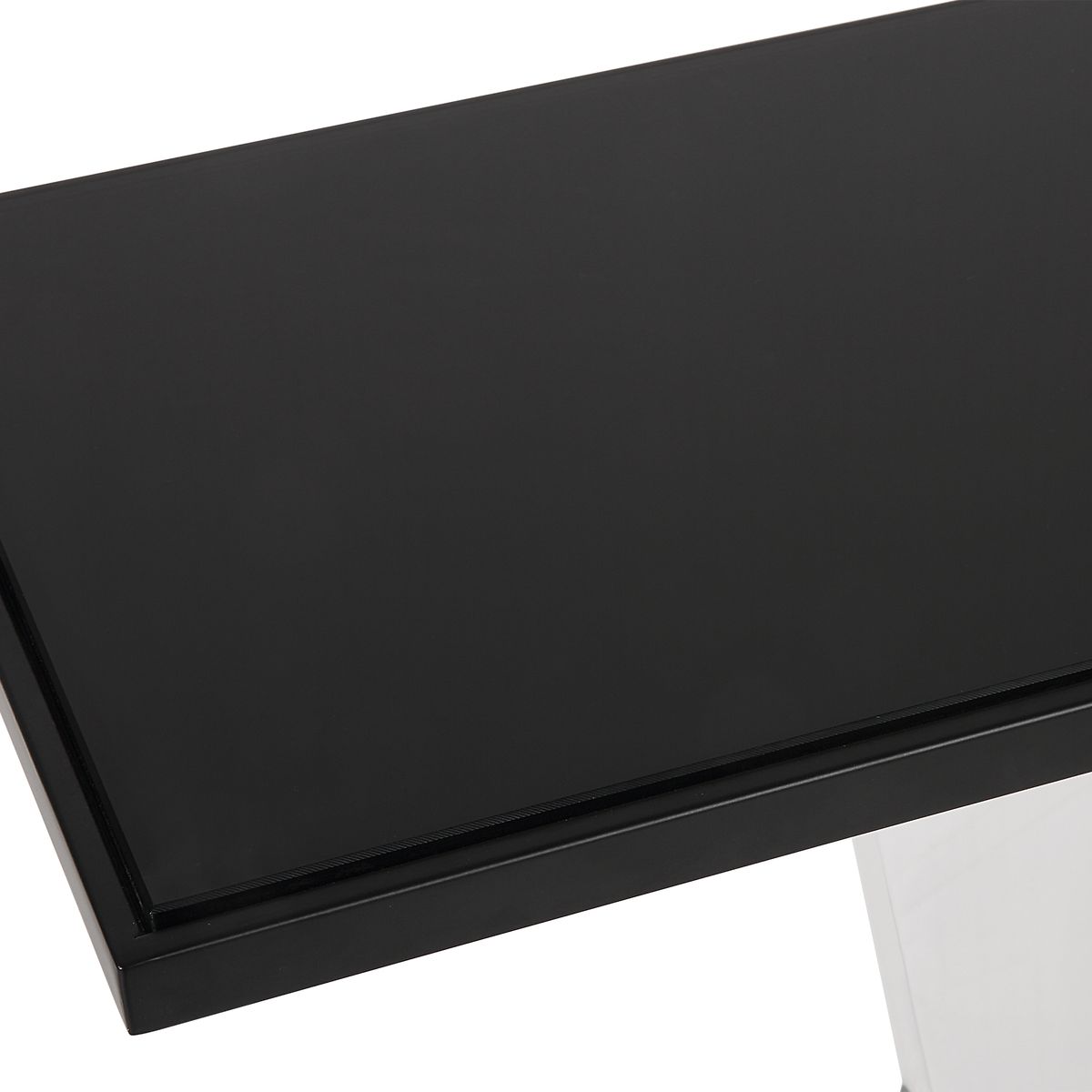 Black rectangular object on a white background