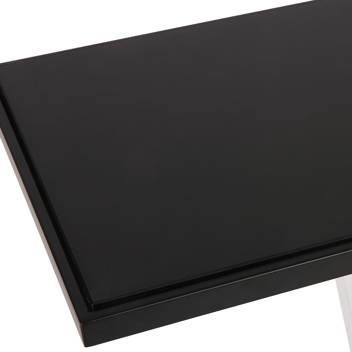 Black rectangular table top on a white background