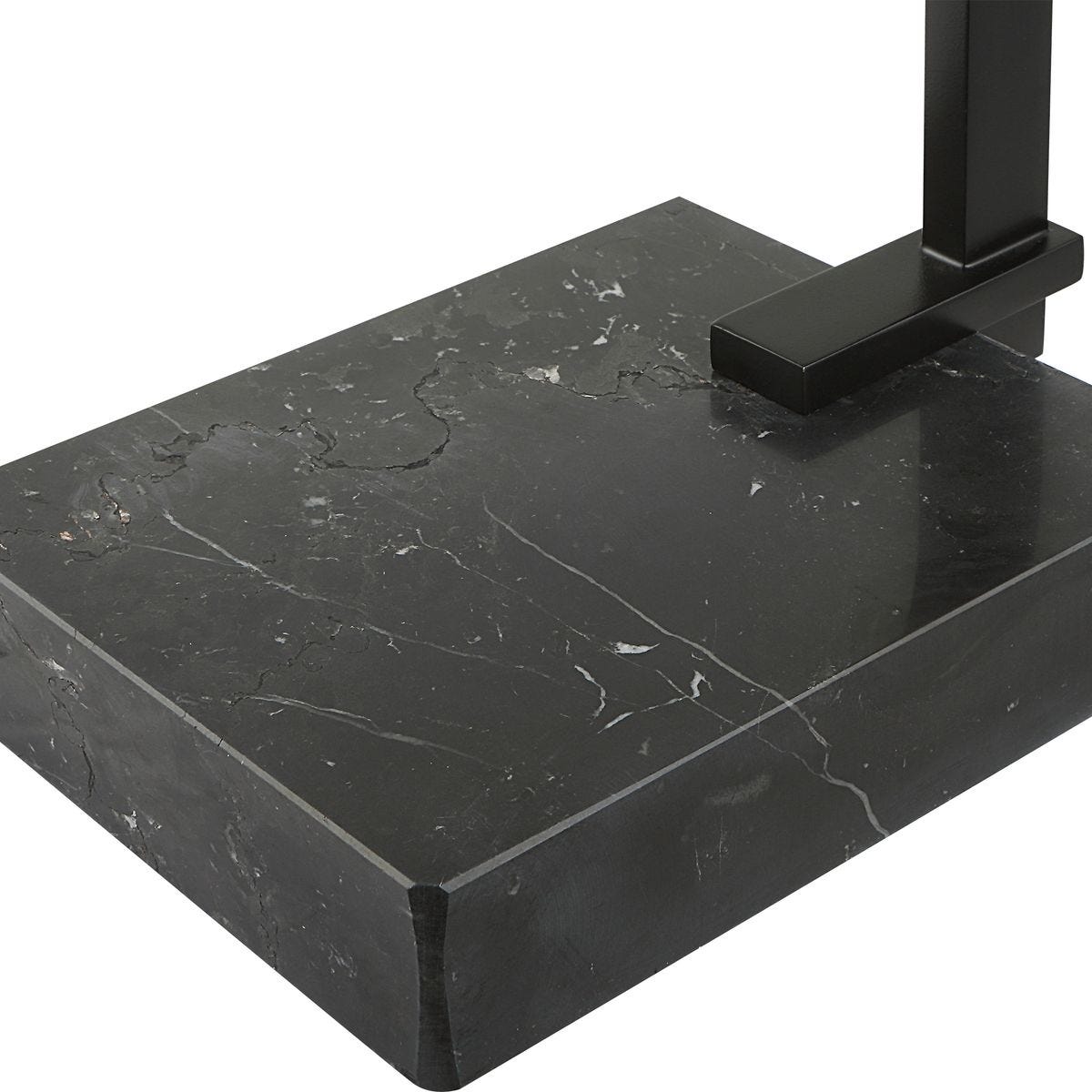 Black marble base of table on a white background