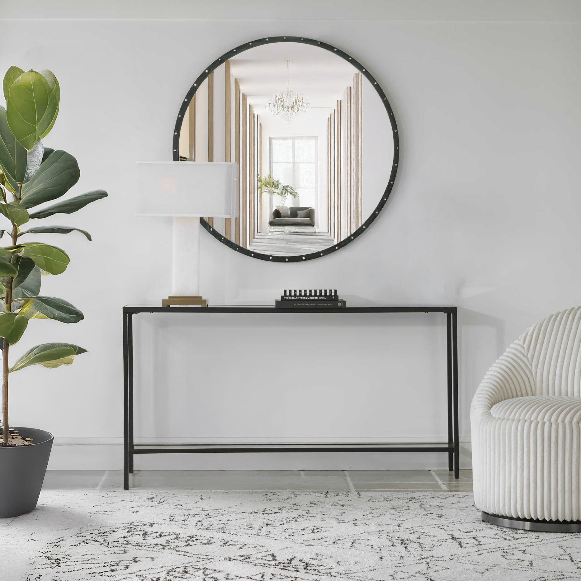 Thin Black Console Table for Entryway.