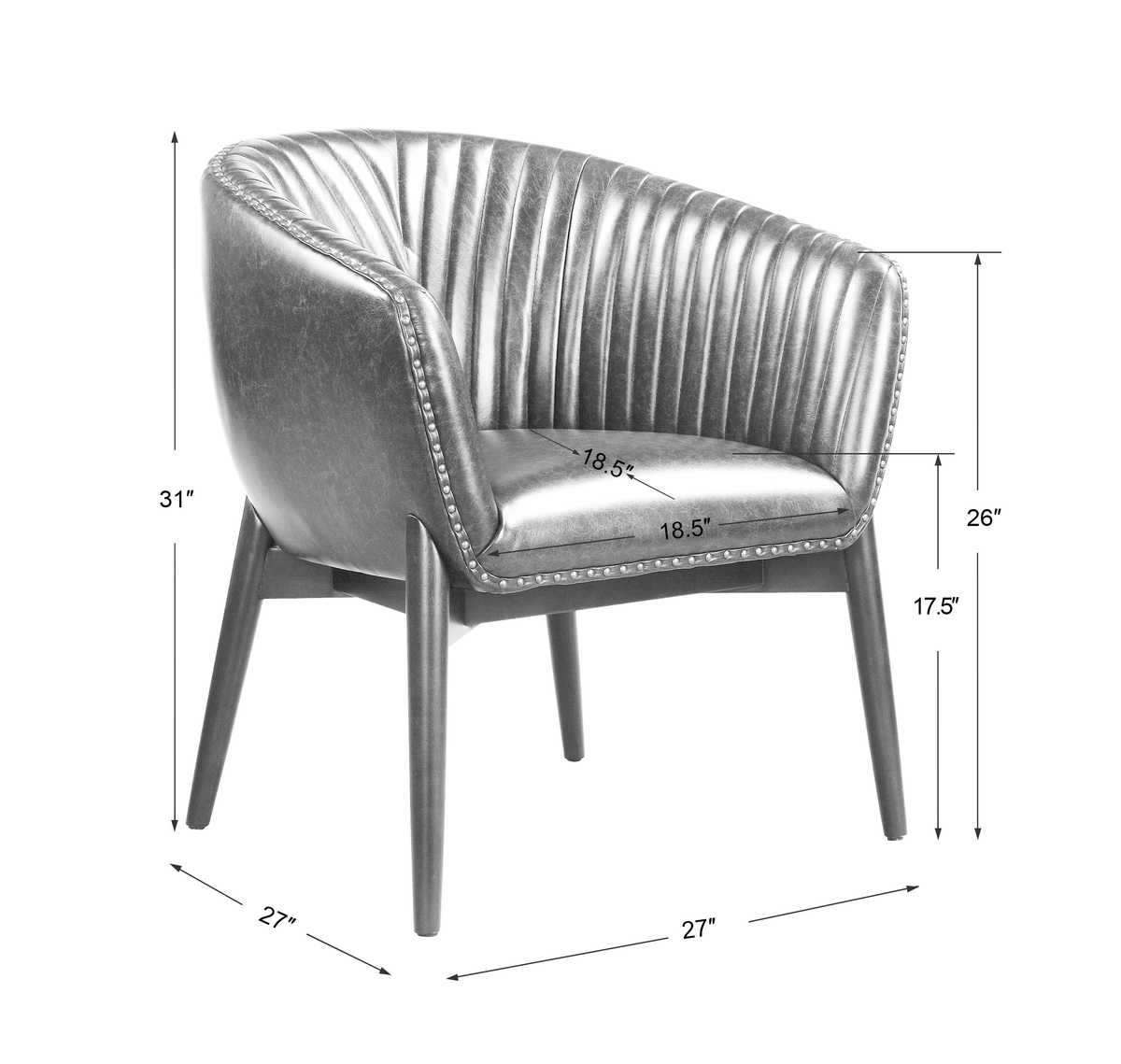 Black faux leather accent chair.