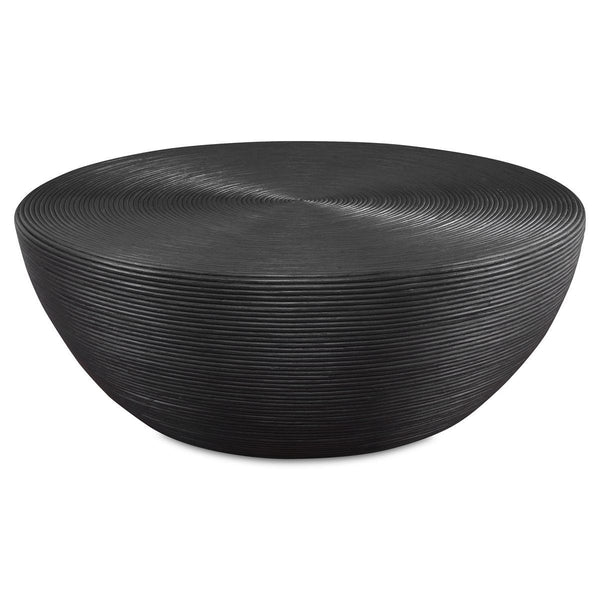 Black rattan coffee table.