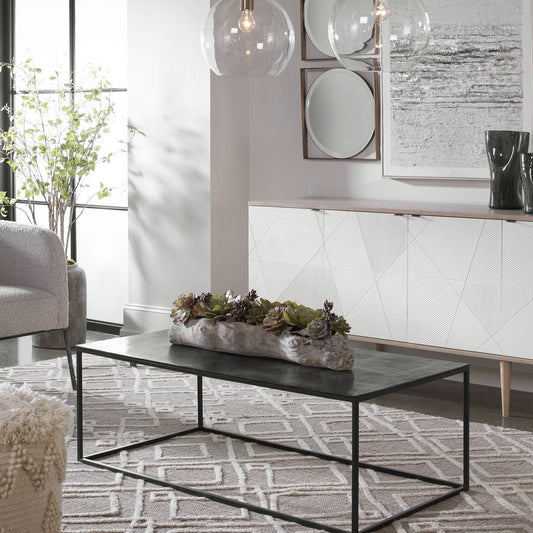 Black rectangle coffee table.