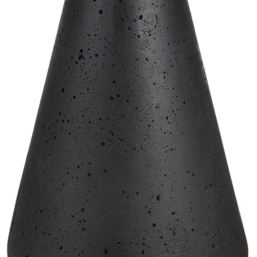 Black textured vase on a white background