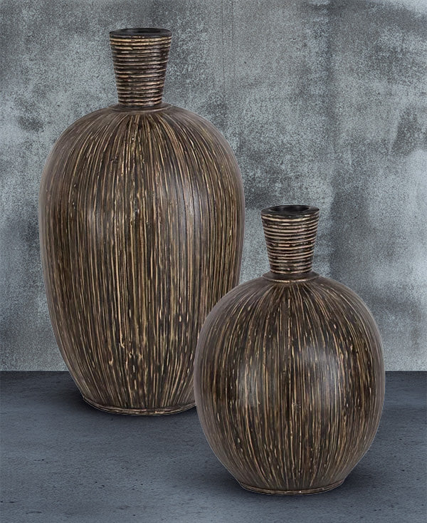 Black Terracotta Vases | Set of 2