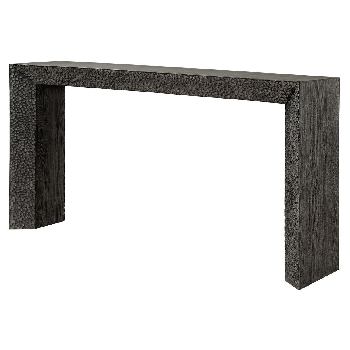 Black wood console table.