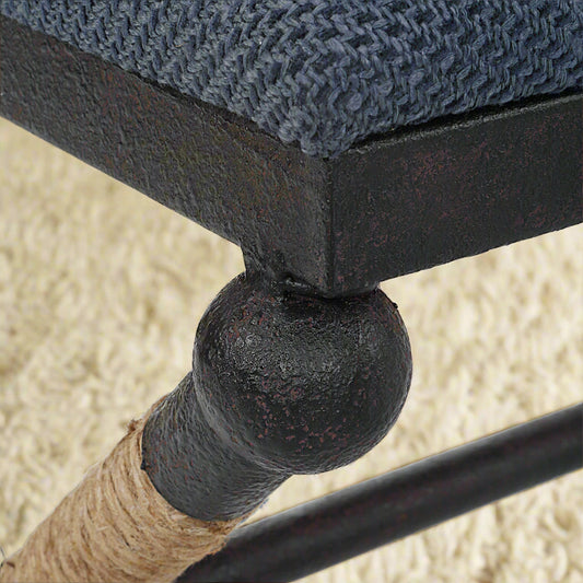 Blue Bedroom Bench Corner with Iron Metal and Rope.