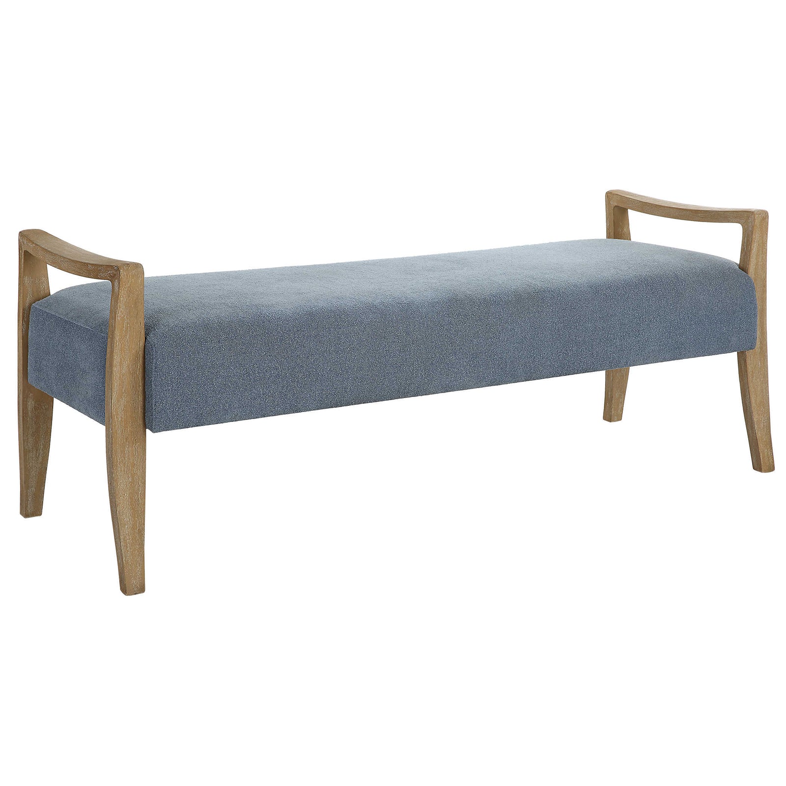 Blue settee bench.