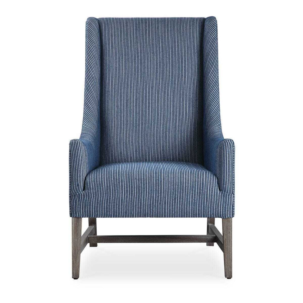 Blue striped armchair on a white background