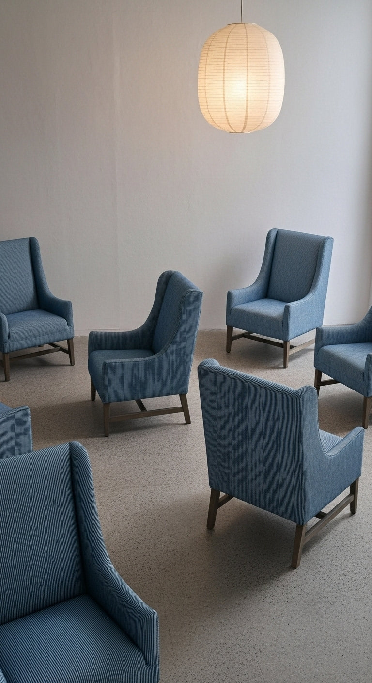 Blue Striped Accent Chair