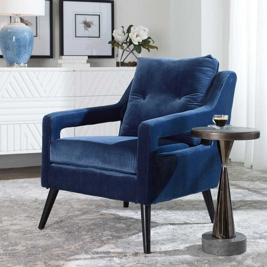 Blue armchair on a white background