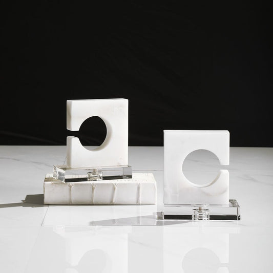 Marble white bookends.