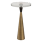 Brass pedestal accent table.