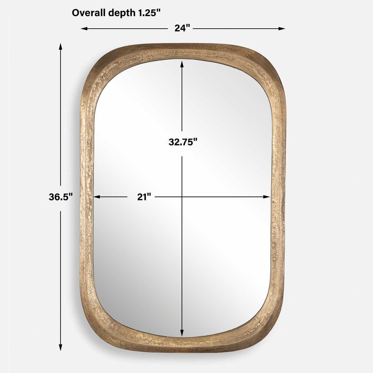 Rectangular mirror with dimensions labeled on a white background